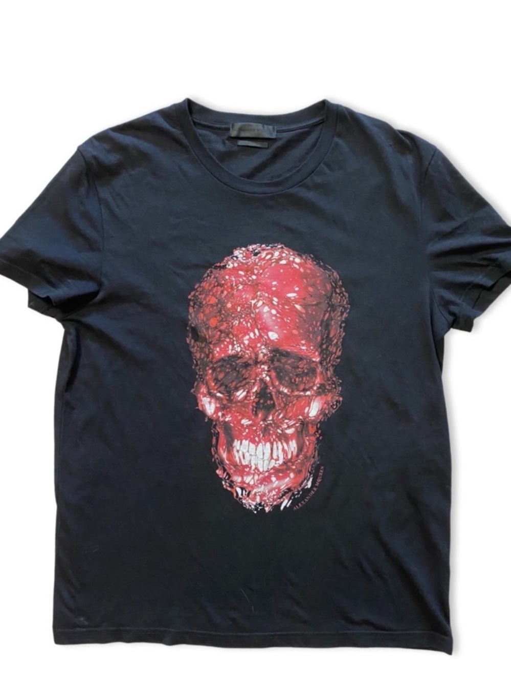 Alexander McQueen Black Short-Sleeve Tee with Red Skull Graphic